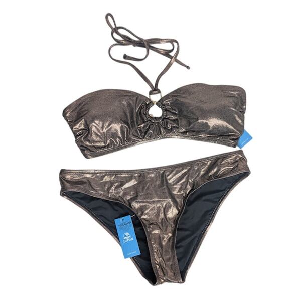 CUPSHE women's Bronze Chic Bandeau Bikini size L NWT - Picture 1 of 10